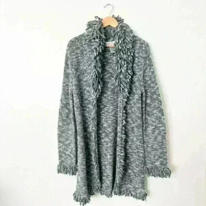 Vintage Nine West Y2K 90s Wool Fringe Cardigan MEDIUM Penny Lane Career Modest